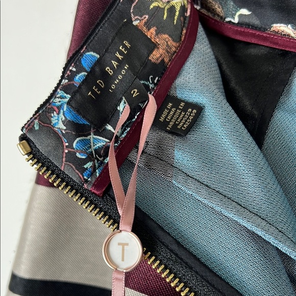 Ted Baker Majida London Blue and Black A-Line Skirt 6 - Picture 6 of 12